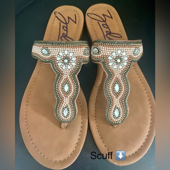 Zodiac Yves Beaded Sandals Blush Pink & Bronze Size 8 - Picture 2 of 3